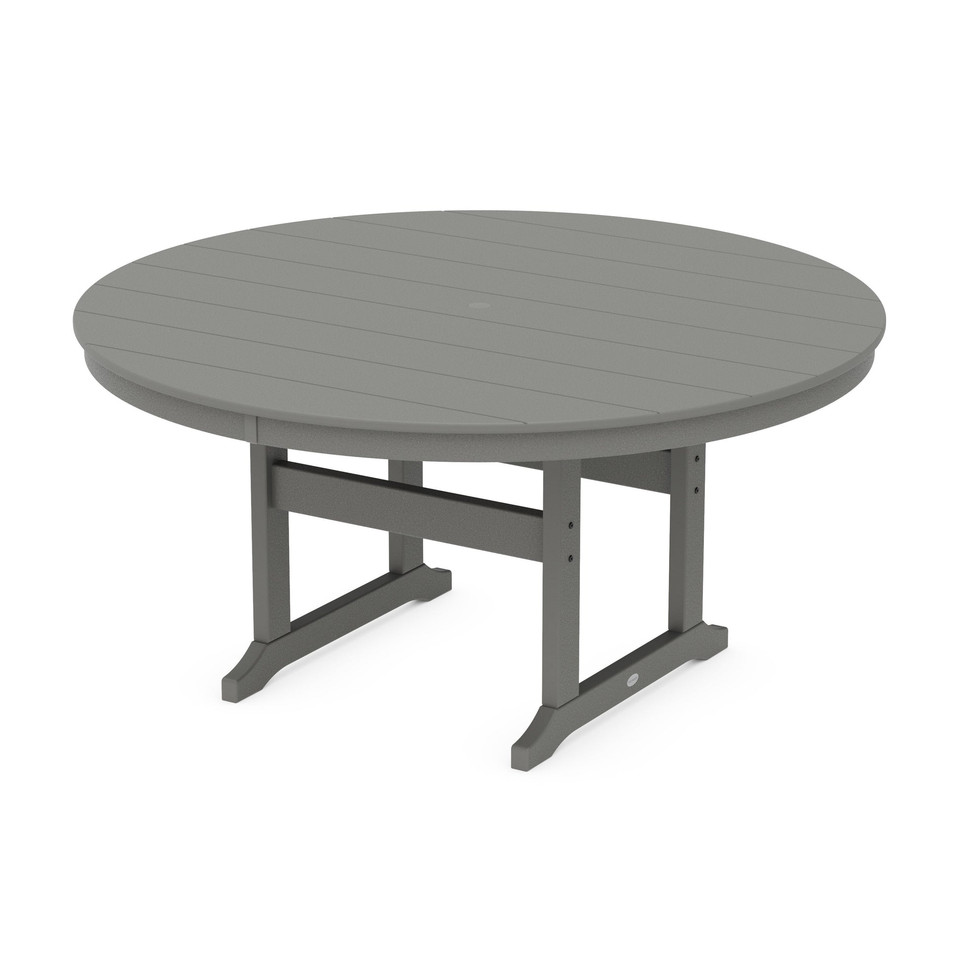 POLYWOOD 60" Round Farmhouse Dining Table — Slate Grey