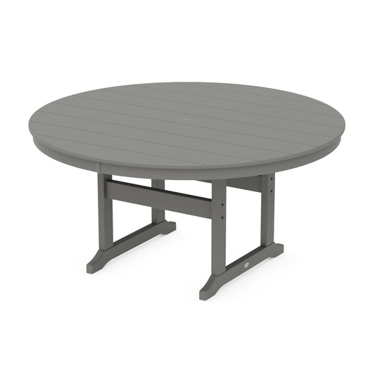 POLYWOOD 60" Round Farmhouse Dining Table — Slate Grey
