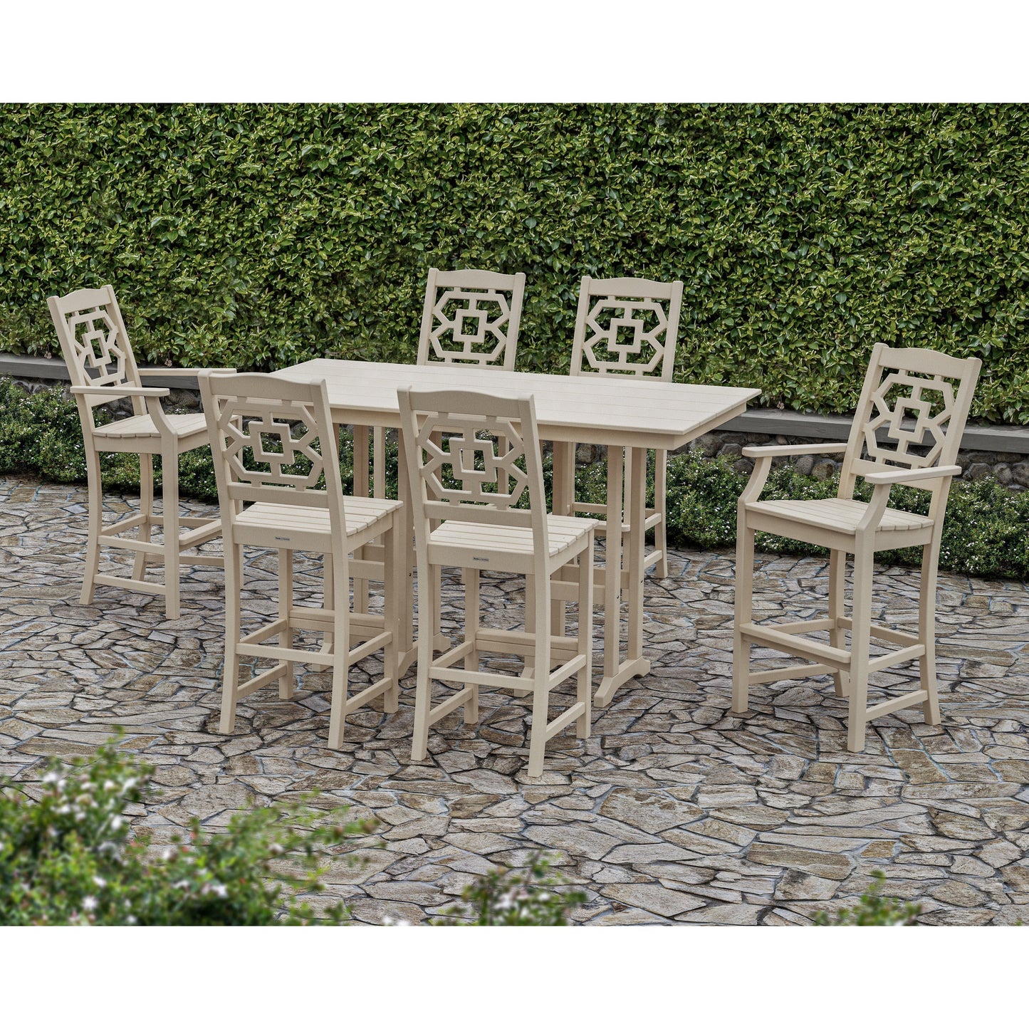 POLYWOOD Chinoiserie 7-Piece Farmhouse Bar Set