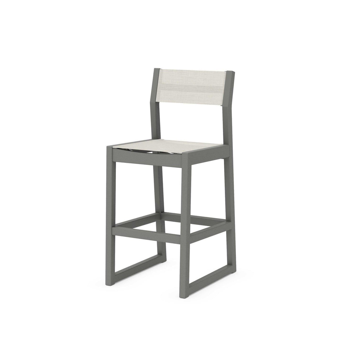 POLYWOOD EDGE Sling Bar Side Chair — Slate Grey / Parchment Sling
