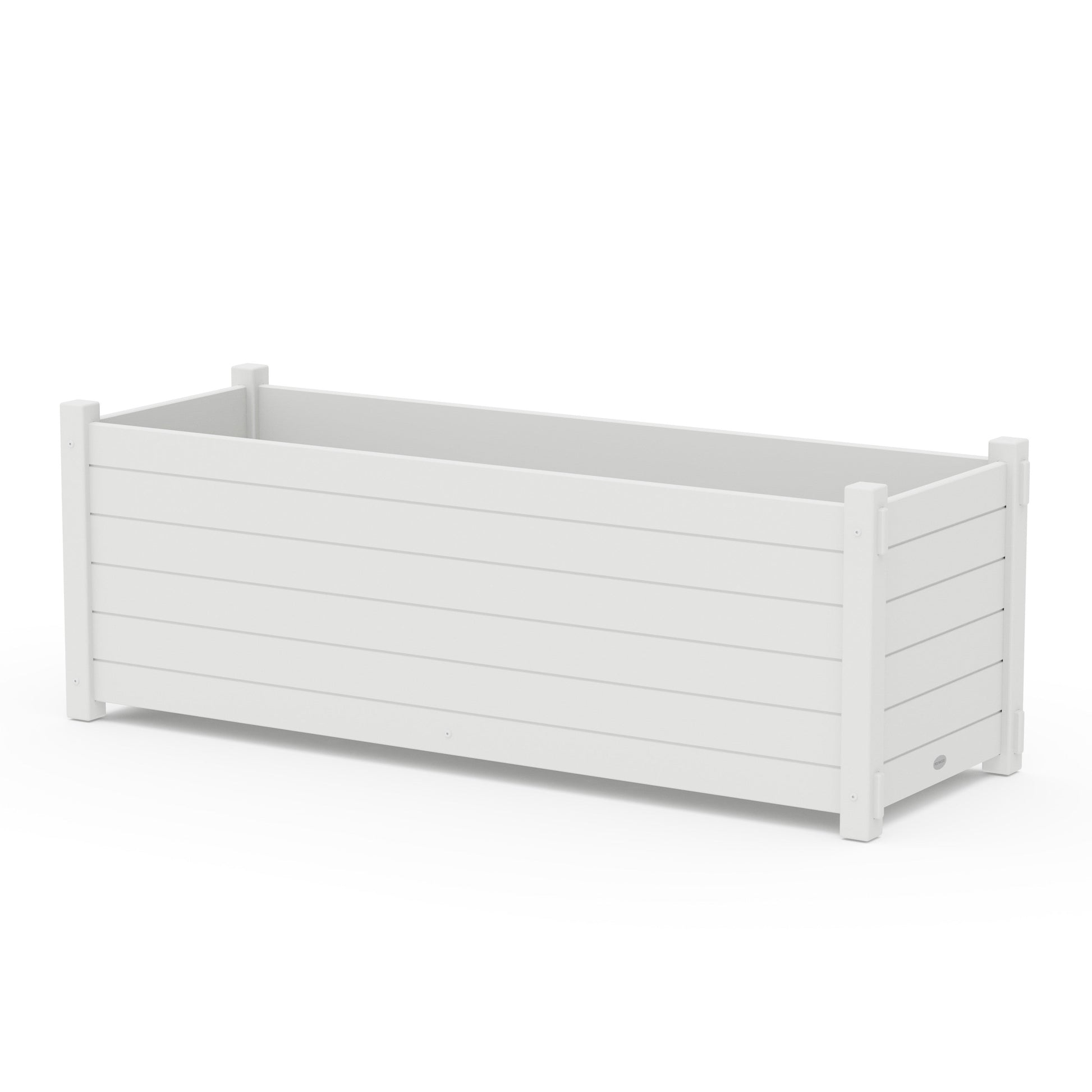 POLYWOOD Nautical Large Rectangle Triple Planter Box — White
