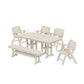 POLYWOOD Nautical Lowback 6-Piece Dining Set with Bench — Sand