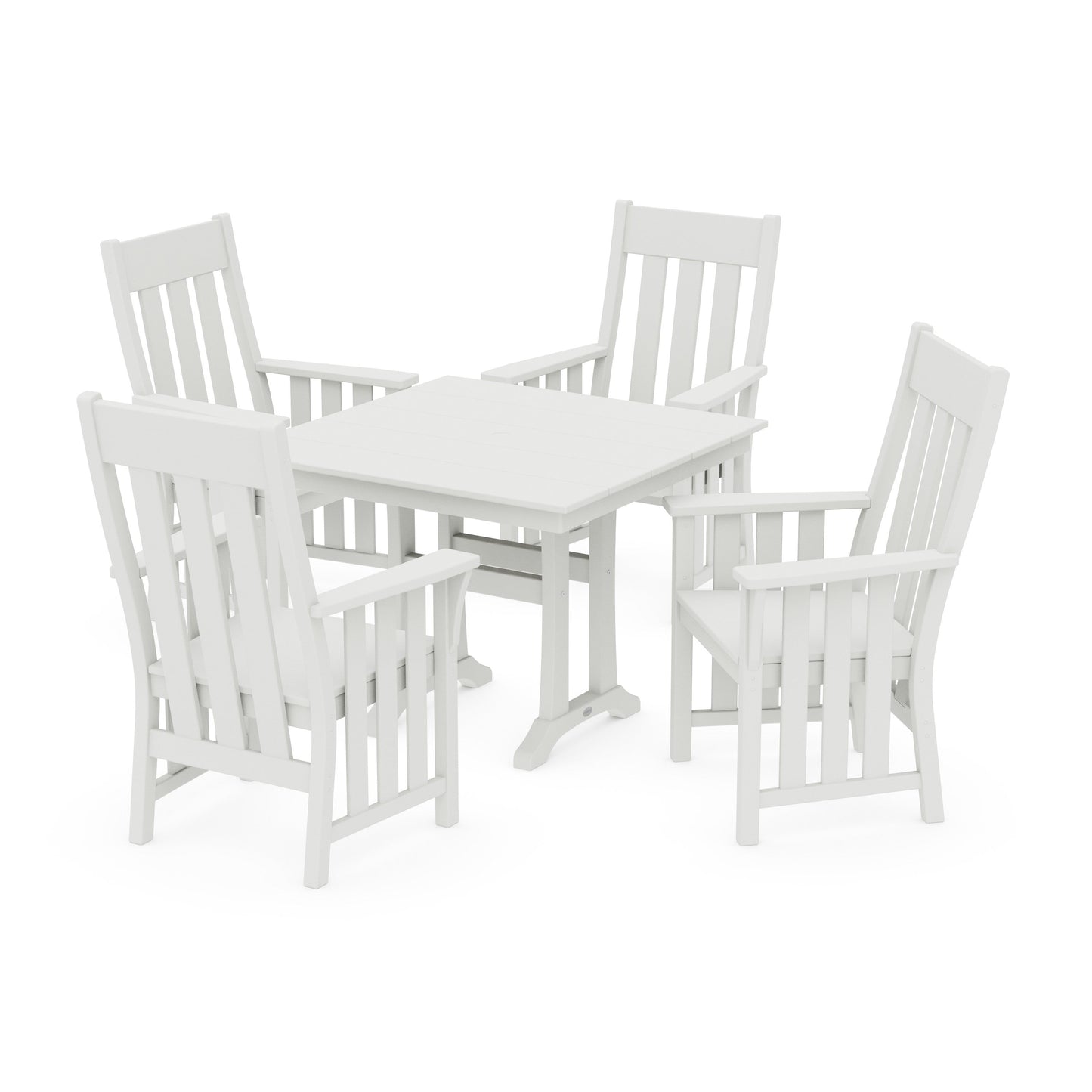 POLYWOOD Acadia 5-Piece Farmhouse Dining Set with Trestle Legs — Vintage White