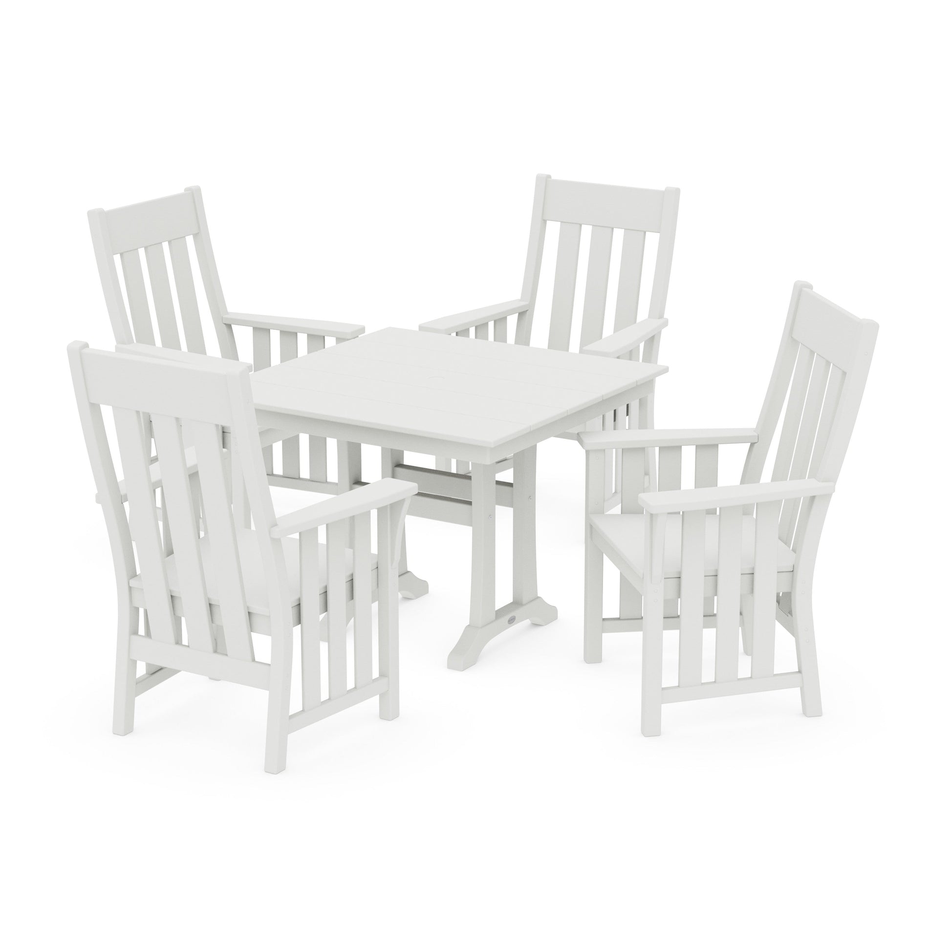 POLYWOOD Acadia 5-Piece Farmhouse Dining Set with Trestle Legs — Vintage White