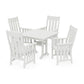 POLYWOOD Acadia 5-Piece Farmhouse Dining Set with Trestle Legs — Vintage White