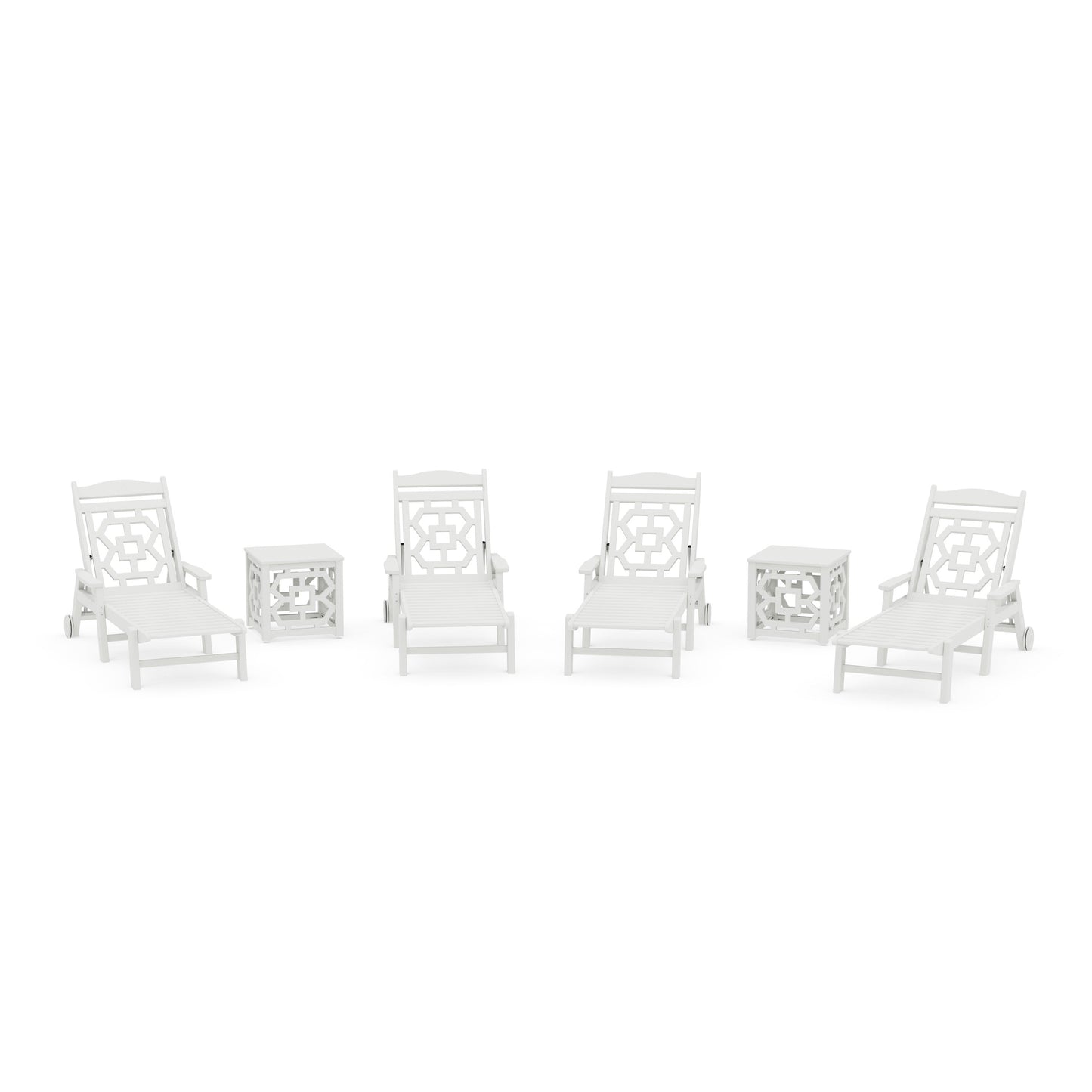 POLYWOOD Chinoiserie 6-Piece Chaise Set — Vintage White