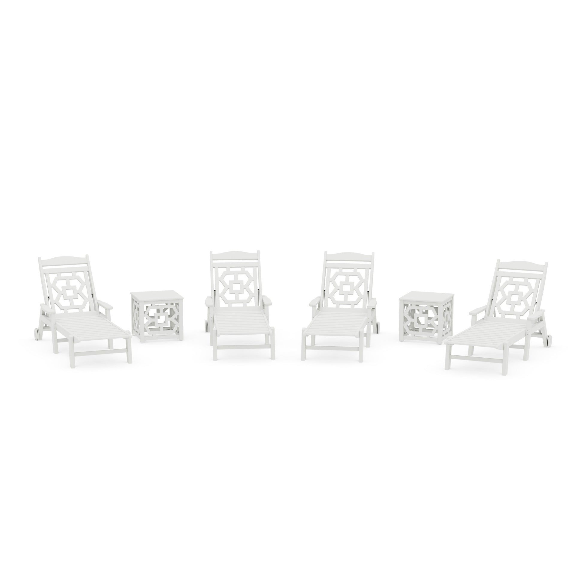 POLYWOOD Chinoiserie 6-Piece Chaise Set — Vintage White