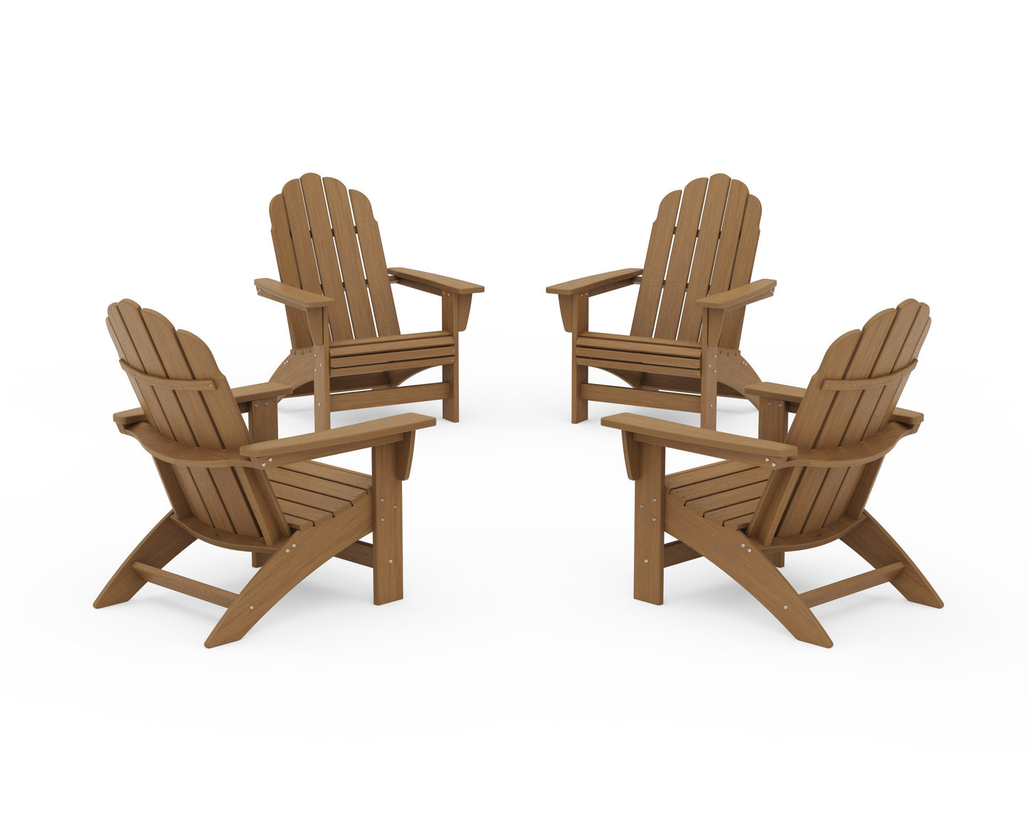 POLYWOOD 4-Piece Vineyard Grand Adirondack Chair Conversation Set — Natural