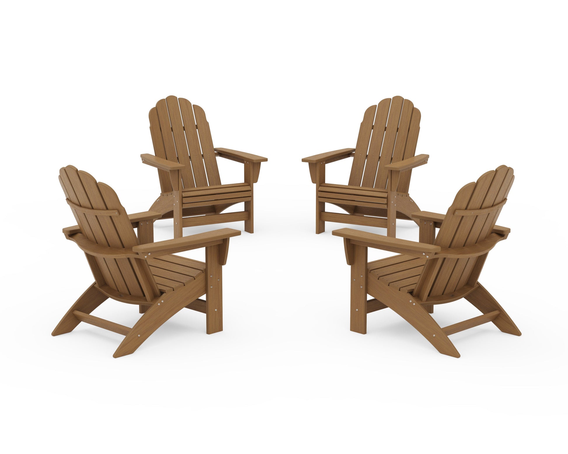 POLYWOOD 4-Piece Vineyard Grand Adirondack Chair Conversation Set — Natural