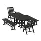POLYWOOD Vineyard Folding Chair 6-Piece Dining Set with Benches — Black