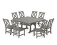 POLYWOOD Braxton Side Chair 9-Piece Farmhouse Dining Set — Slate Grey