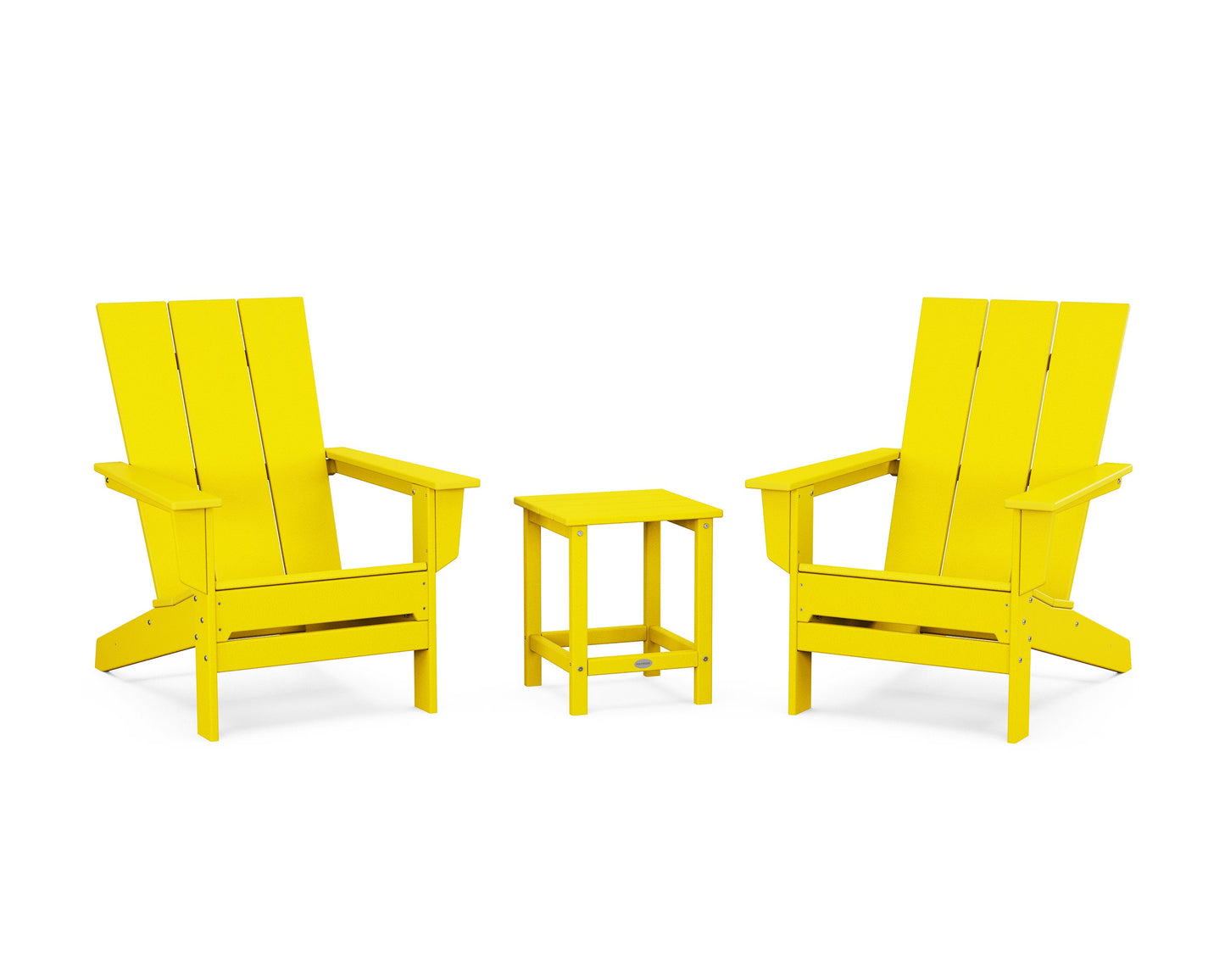 POLYWOOD 3-Piece Modern Studio Adirondack Set — Lemon