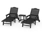 POLYWOOD 3-Piece Savannah Chaise Lounge Set — Black