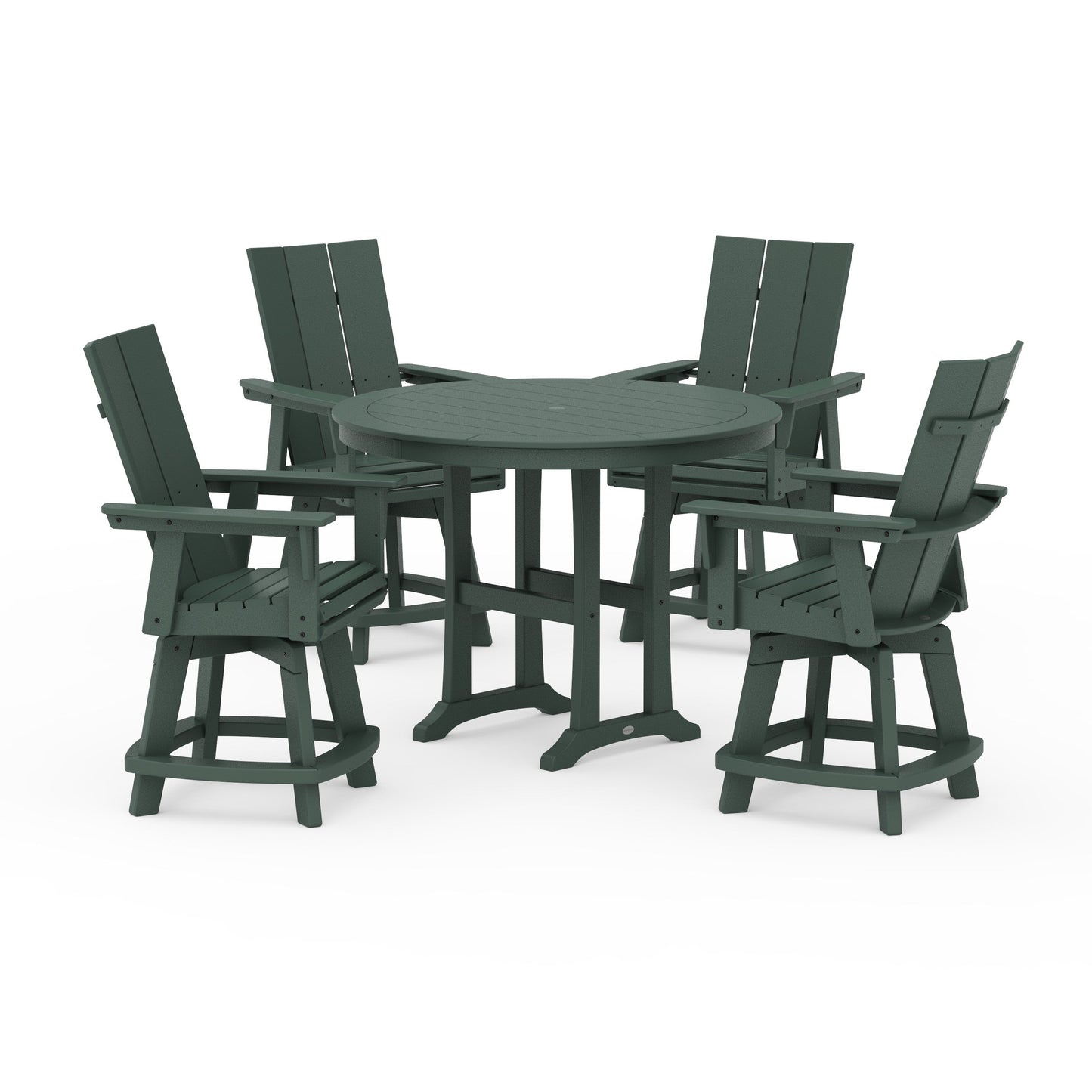 POLYWOOD 5-Piece Modern Swivel Counter Set — Green