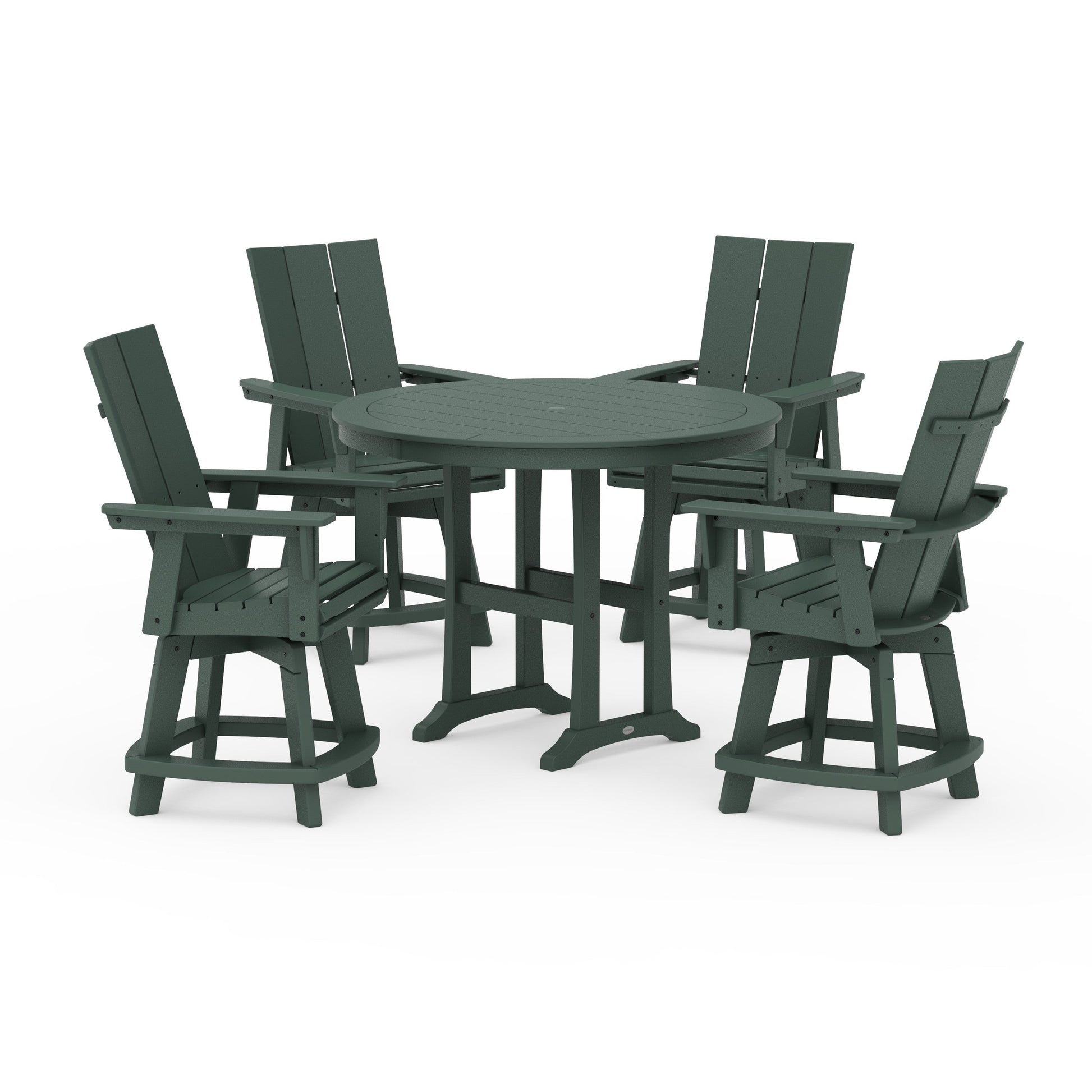 POLYWOOD 5-Piece Modern Swivel Counter Set — Green