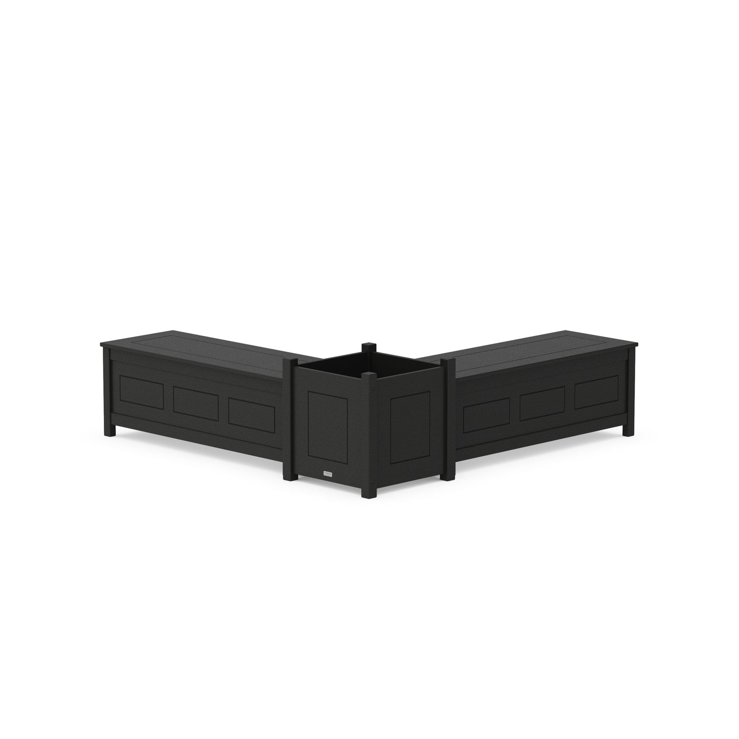 POLYWOOD 48" Country Living L- Shaped Planter Storage Bench Set- Large — Black