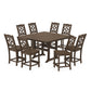 POLYWOOD Chinoiserie 9-Piece Square Farmhouse Side Chair Counter Set with Trestle Legs — Kona