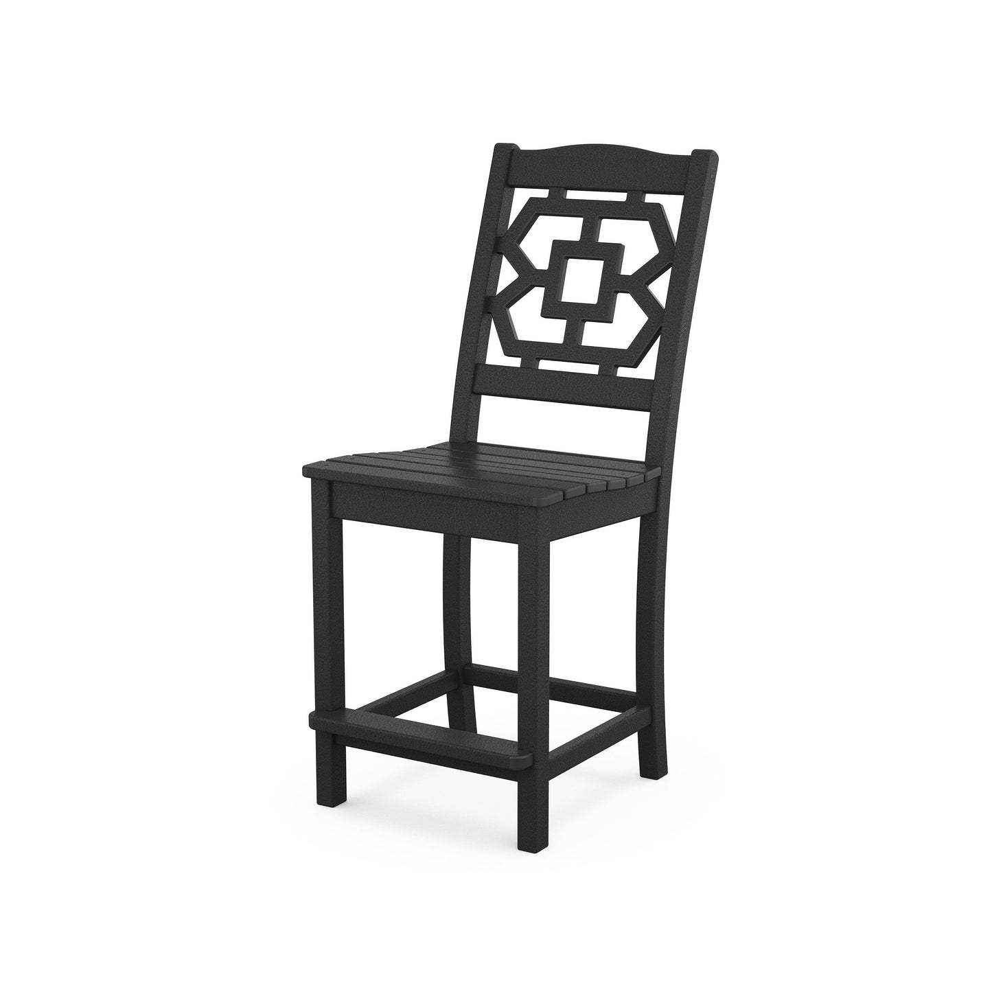 POLYWOOD Chinoiserie Counter Side Chair — Black