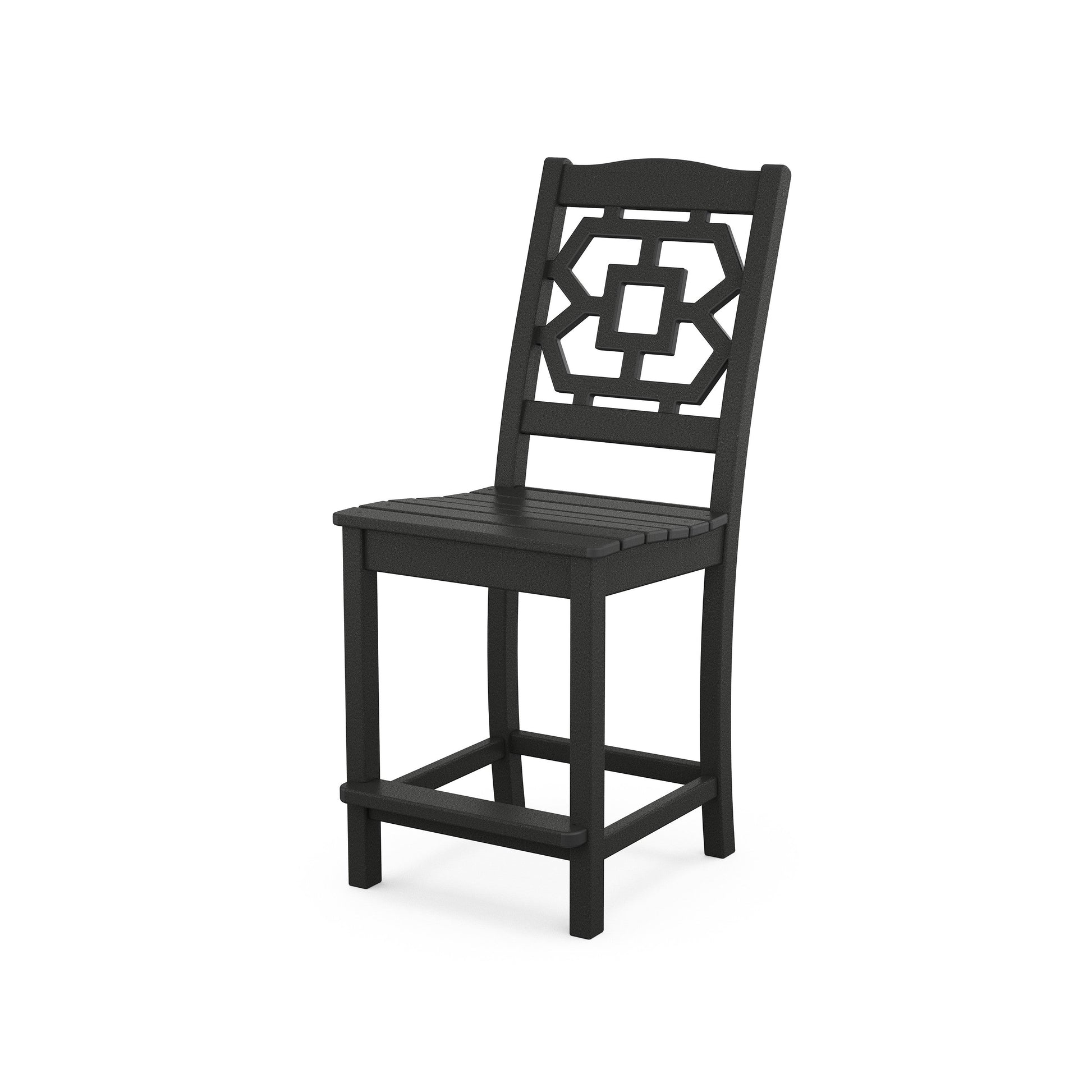 POLYWOOD Chinoiserie Counter Side Chair — Black