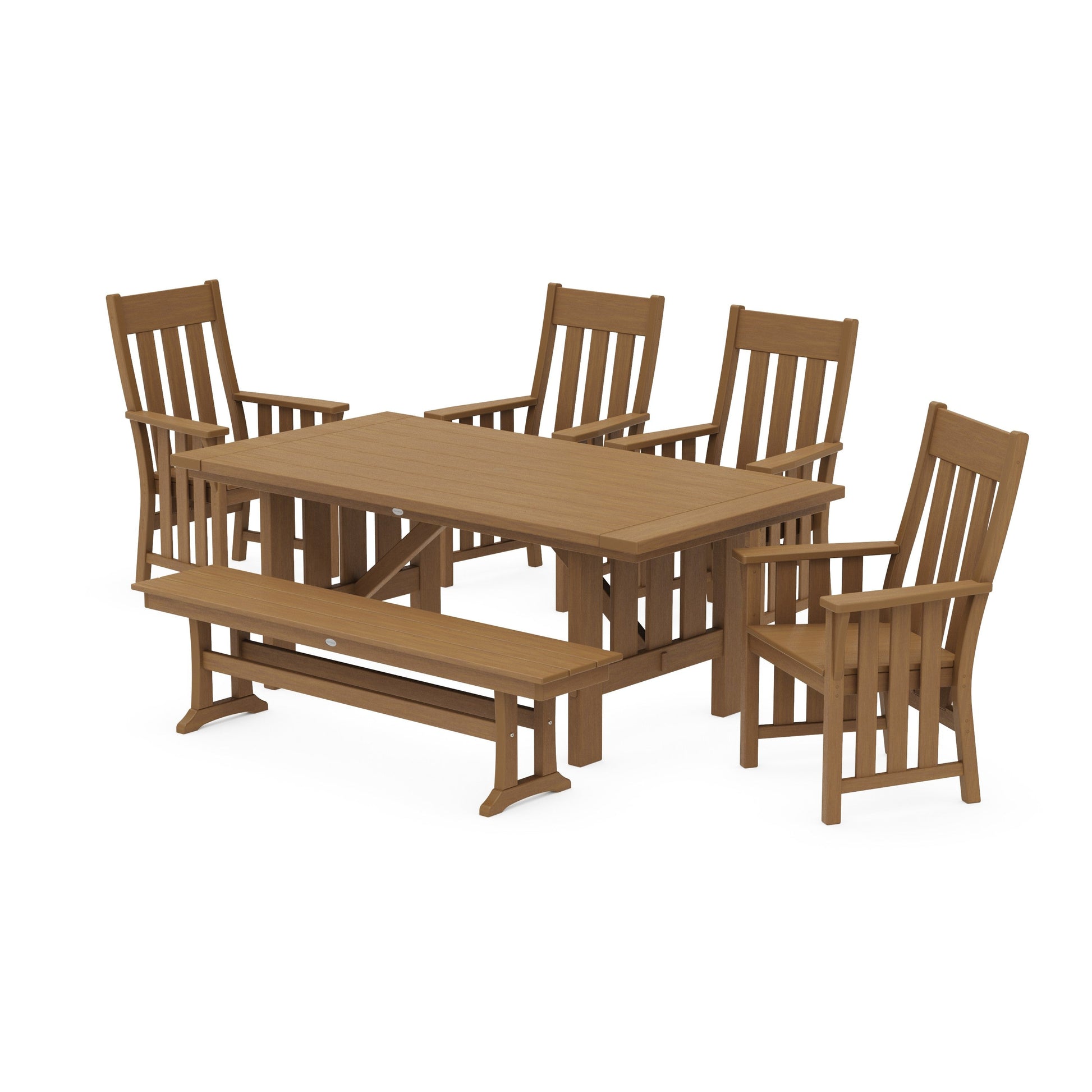 POLYWOOD Acadia 6-Piece Dining Set with Bench — Natural