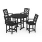 POLYWOOD Chinoiserie 5-Piece Round Farmhouse Counter Set — Black