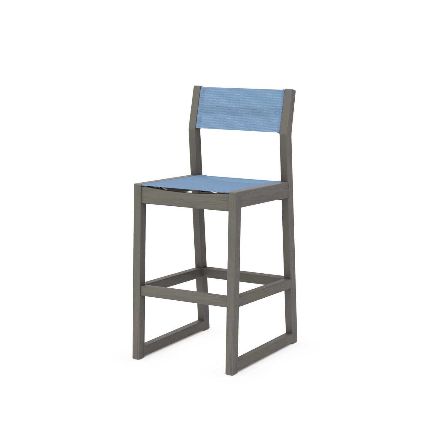 POLYWOOD EDGE Sling Bar Side Chair — Driftwood / Poolside Sling