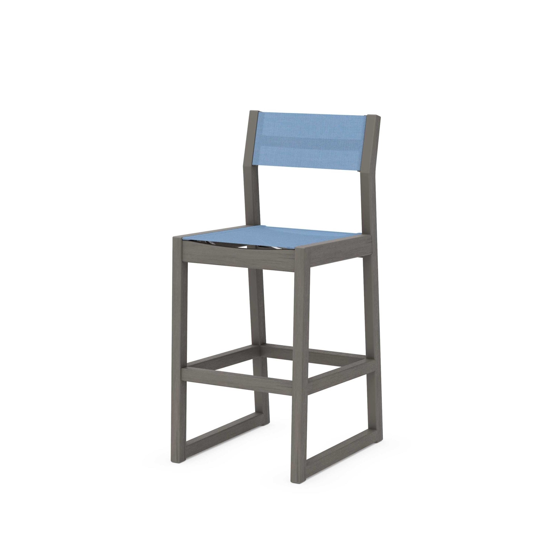 POLYWOOD EDGE Sling Bar Side Chair — Driftwood / Poolside Sling