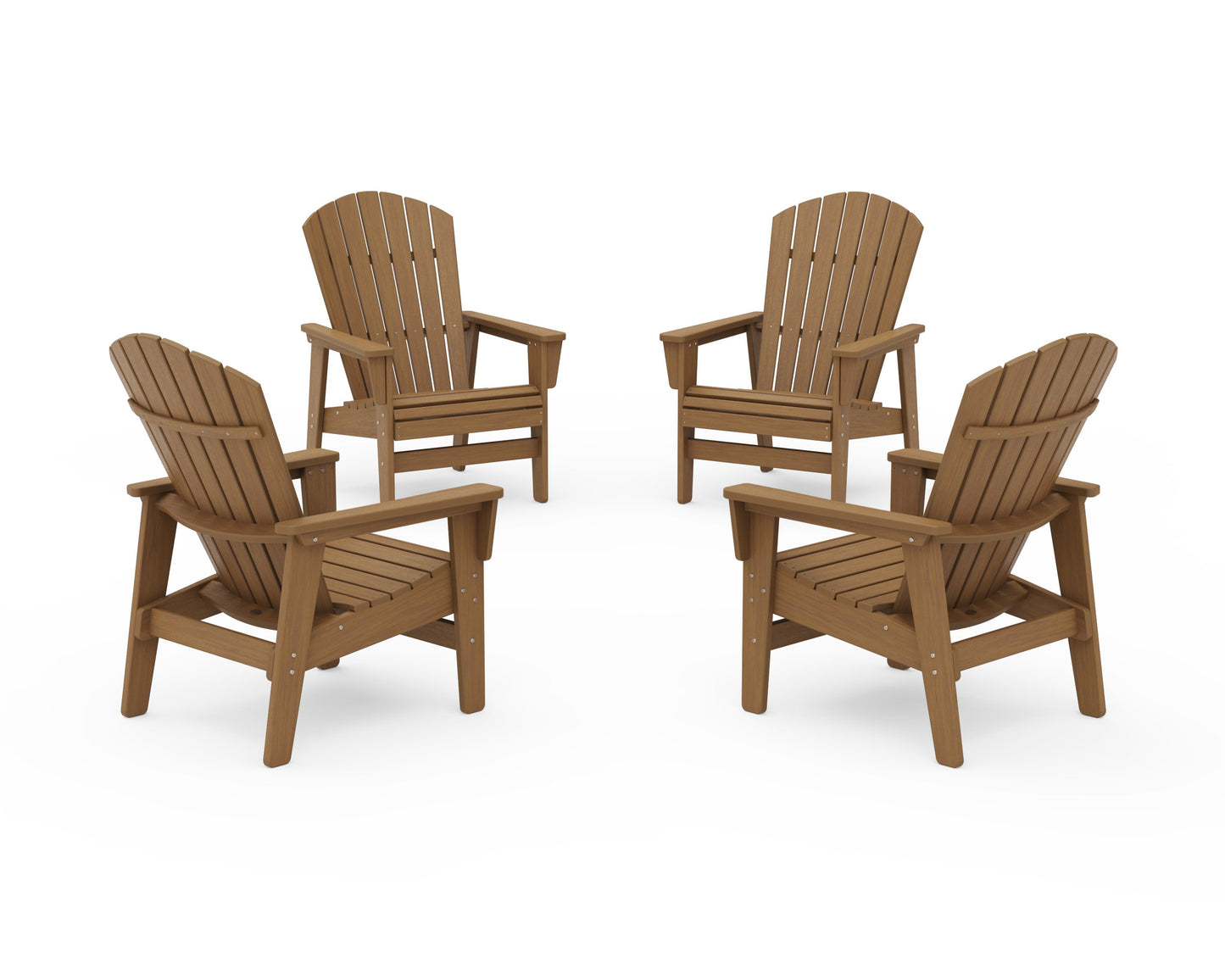 POLYWOOD 4-Piece Nautical Grand Upright Adirondack Chair Conversation Set — Natural