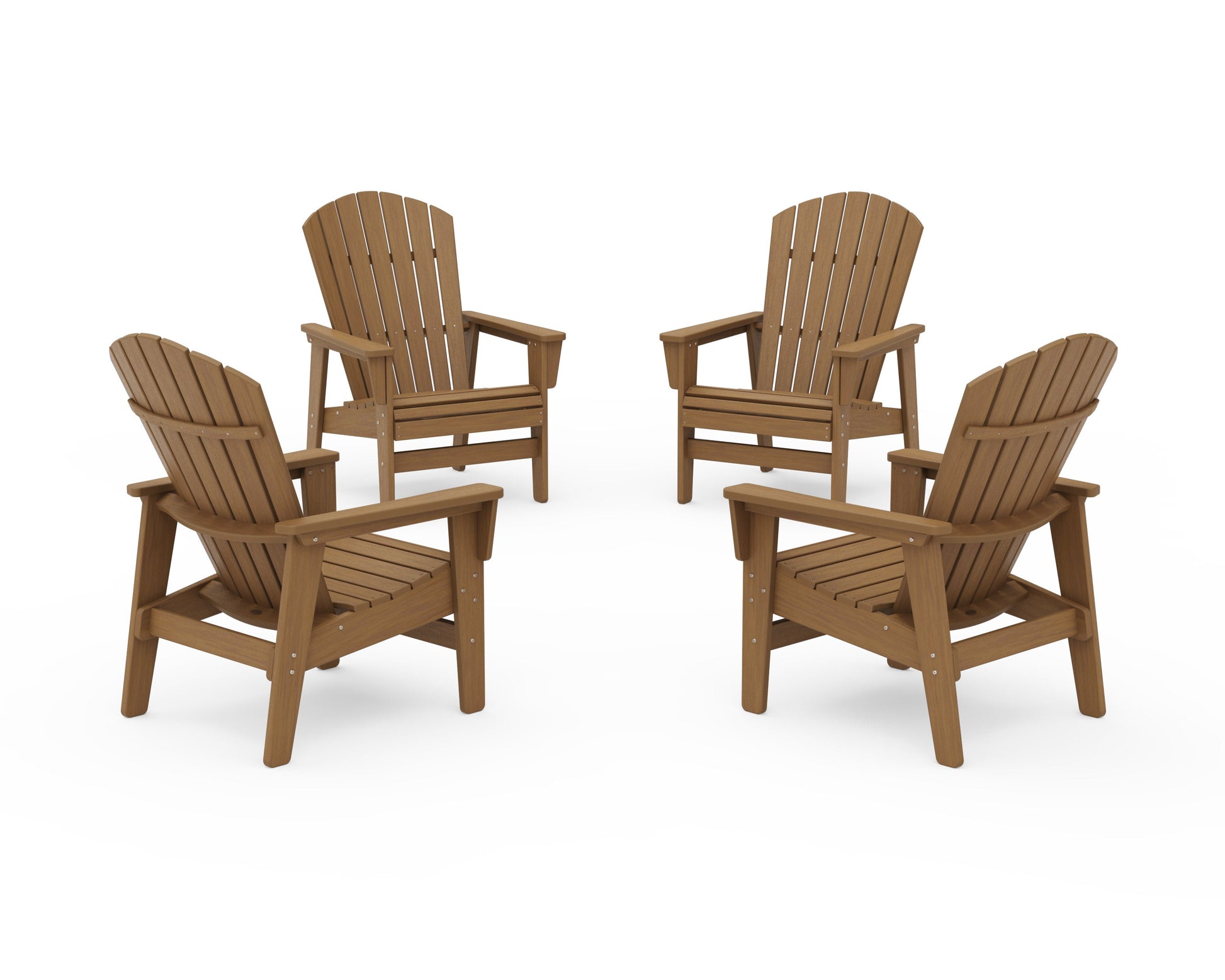 POLYWOOD 4-Piece Nautical Grand Upright Adirondack Chair Conversation Set — Natural