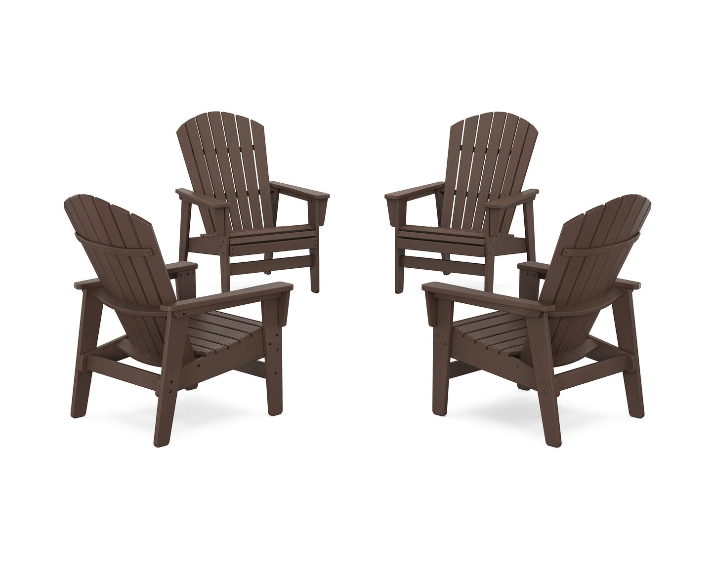 POLYWOOD 4-Piece Nautical Grand Upright Adirondack Chair Conversation Set — Mahogany