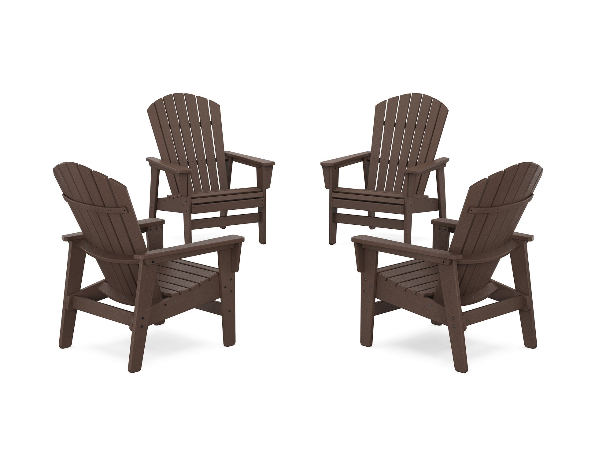 POLYWOOD 4-Piece Nautical Grand Upright Adirondack Chair Conversation Set — Mahogany