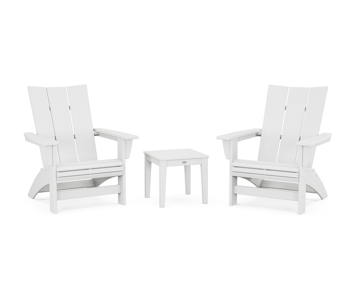 POLYWOOD 3-Piece Modern Grand Adirondack Set — White