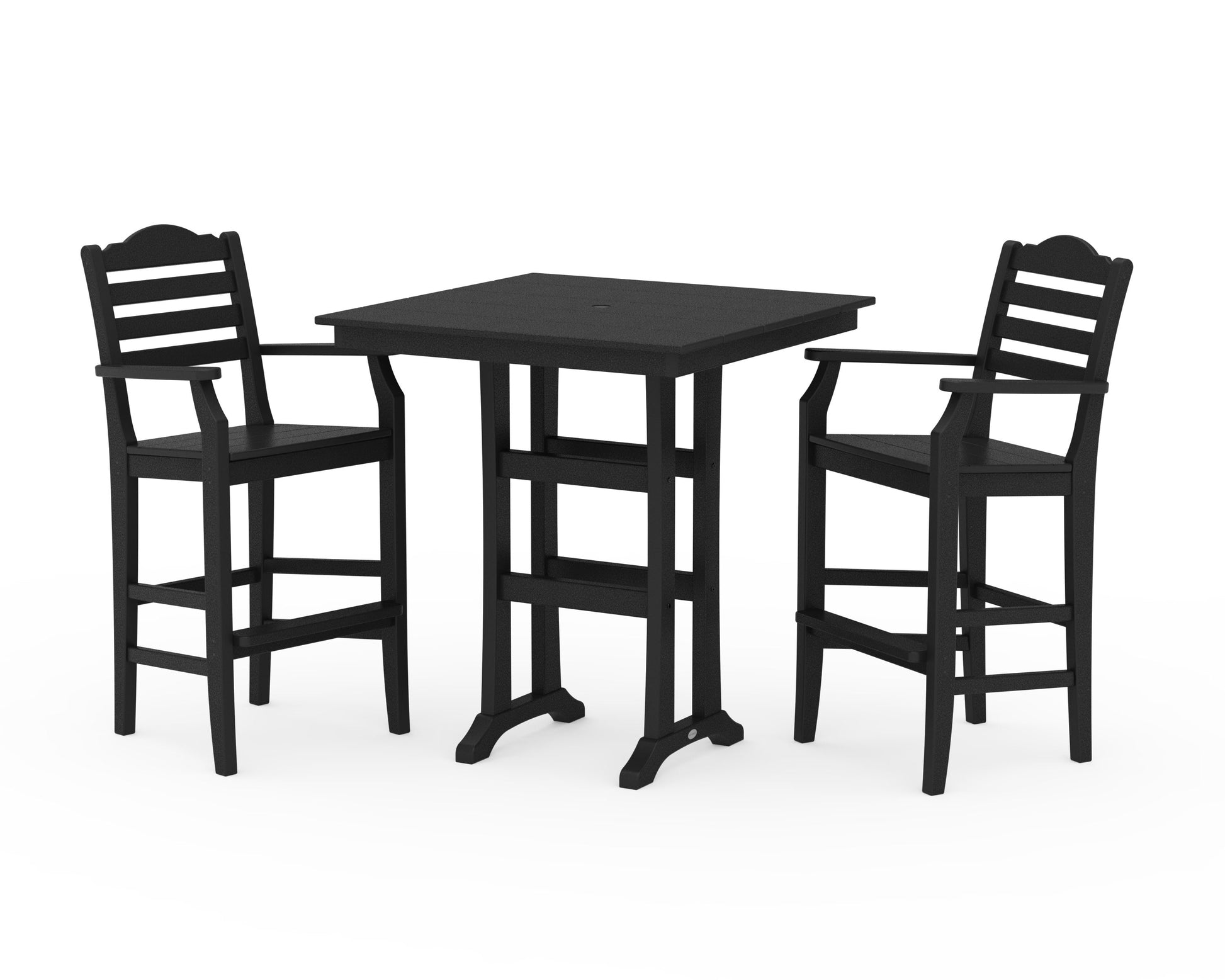 POLYWOOD Savannah 3-Piece Farmhouse Bar Set with Trestle Legs — Black