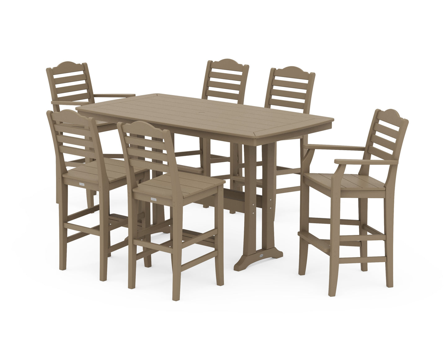 POLYWOOD Savannah 7-Piece Bar Set with Trestle Legs — Vintage Sahara