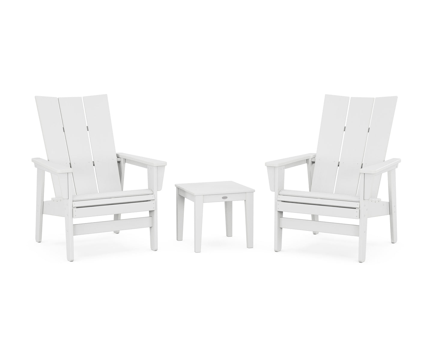 POLYWOOD 3-Piece Modern Grand Upright Adirondack Set — White