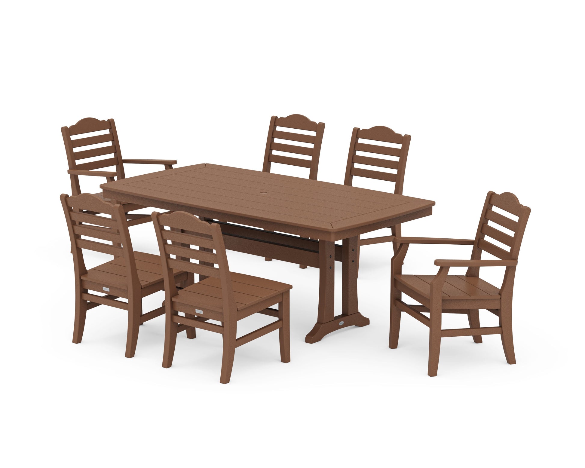 POLYWOOD Savannah 7-Piece Dining Set with Trestle Legs — Teak