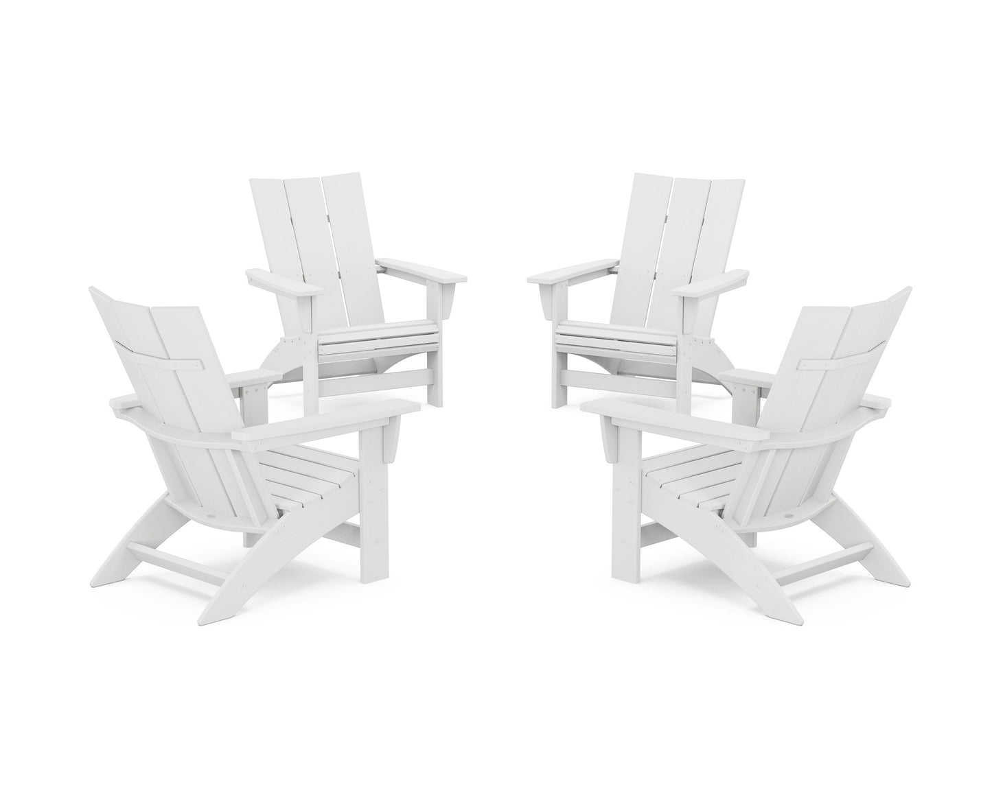 POLYWOOD 4-Piece Modern Grand Adirondack Chair Conversation Set — White