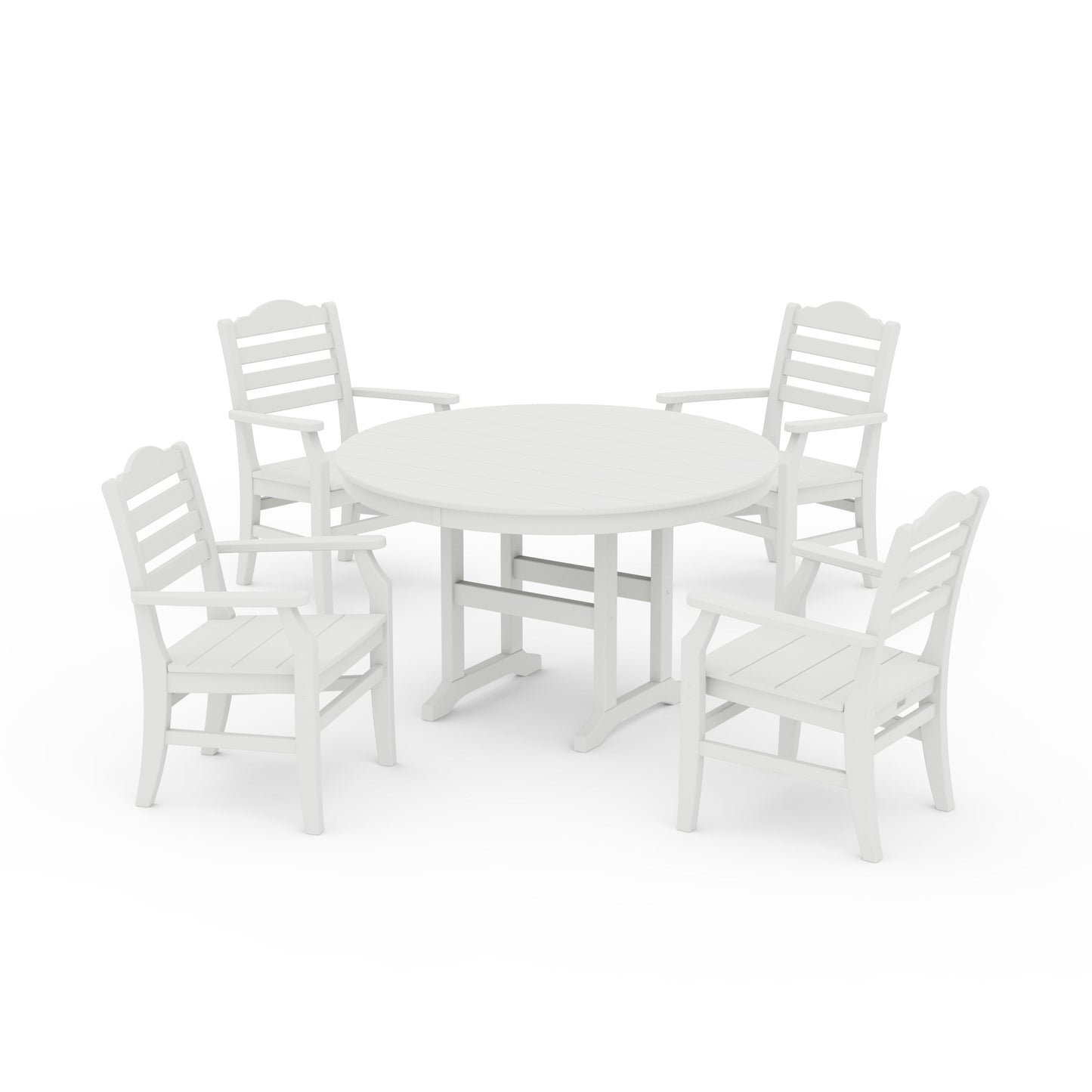 POLYWOOD Savannah 5-Piece Round Farmhouse Dining Set — Vintage White
