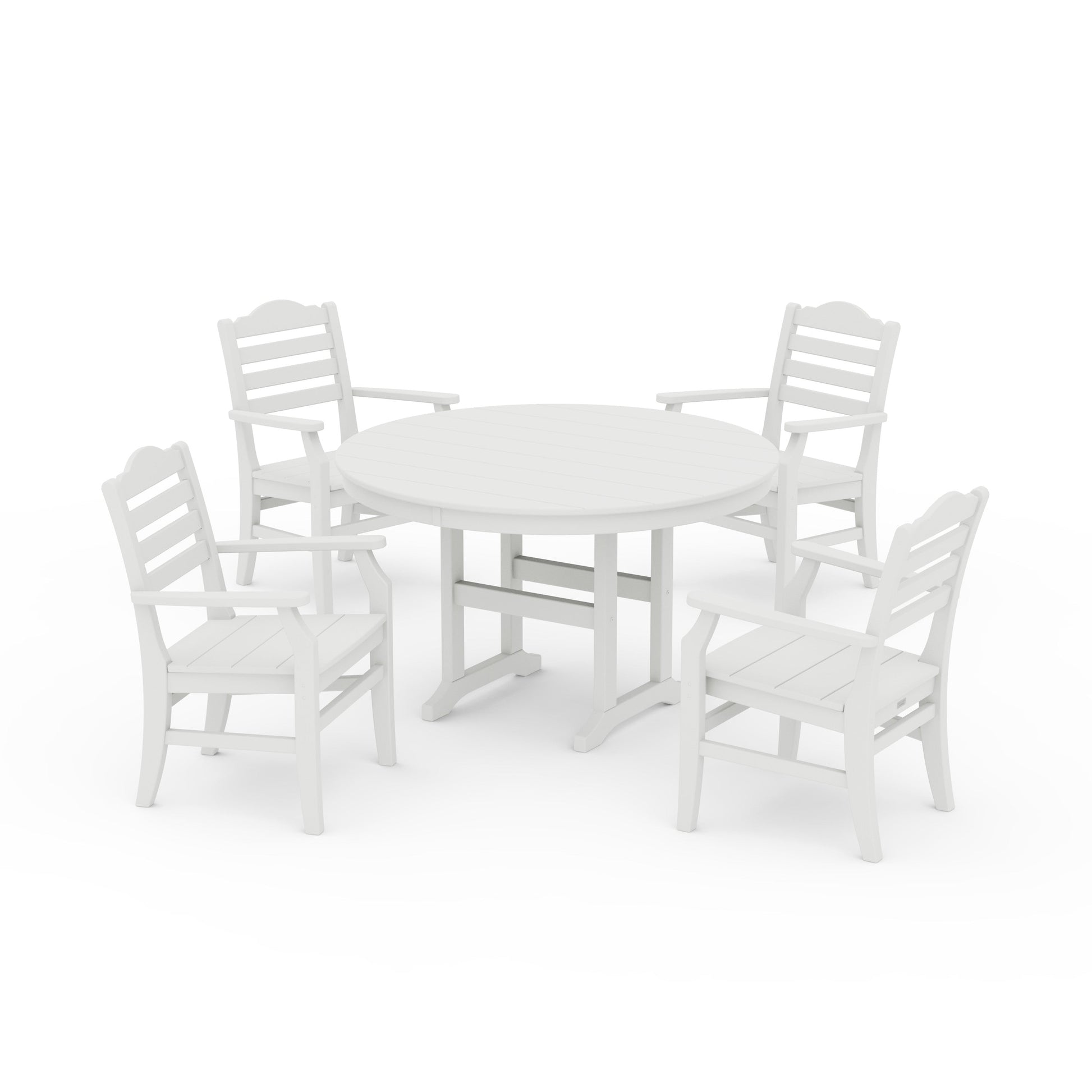 POLYWOOD Savannah 5-Piece Round Farmhouse Dining Set — Vintage White
