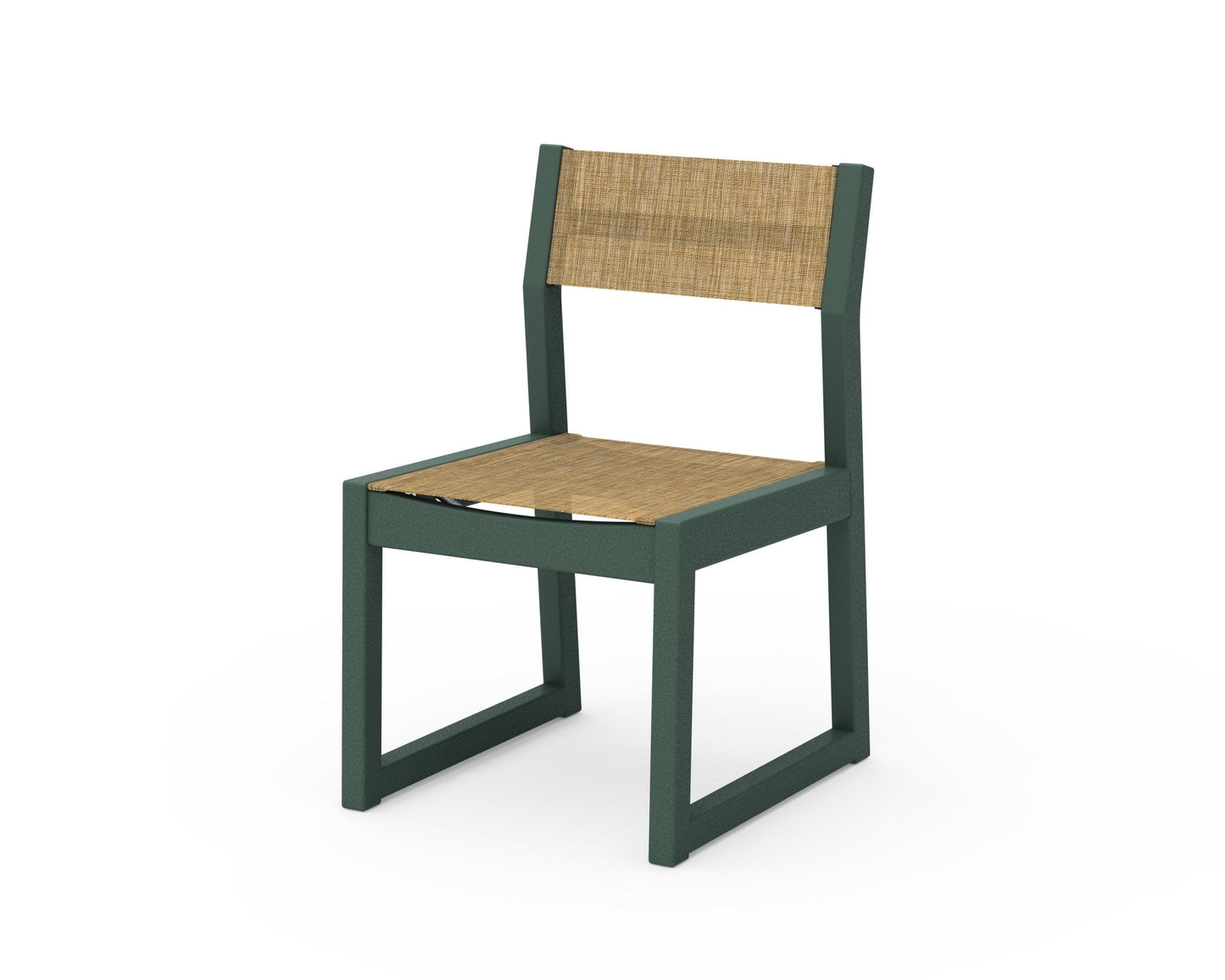 POLYWOOD EDGE Sling Dining Side Chair — Green / Burlap Sling