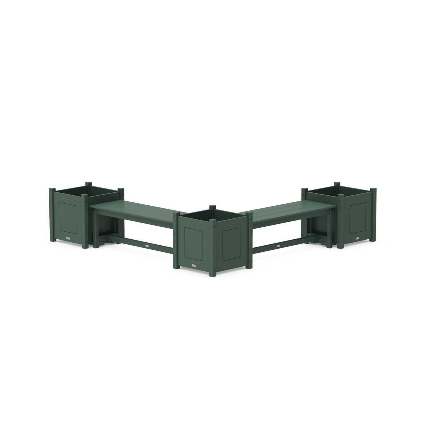 POLYWOOD 48" Country Living L- Shaped Planter Bench Corner Set - Large — Green