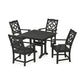 POLYWOOD Chinoiserie 5-Piece Farmhouse Dining Set with Trestle Legs — Black