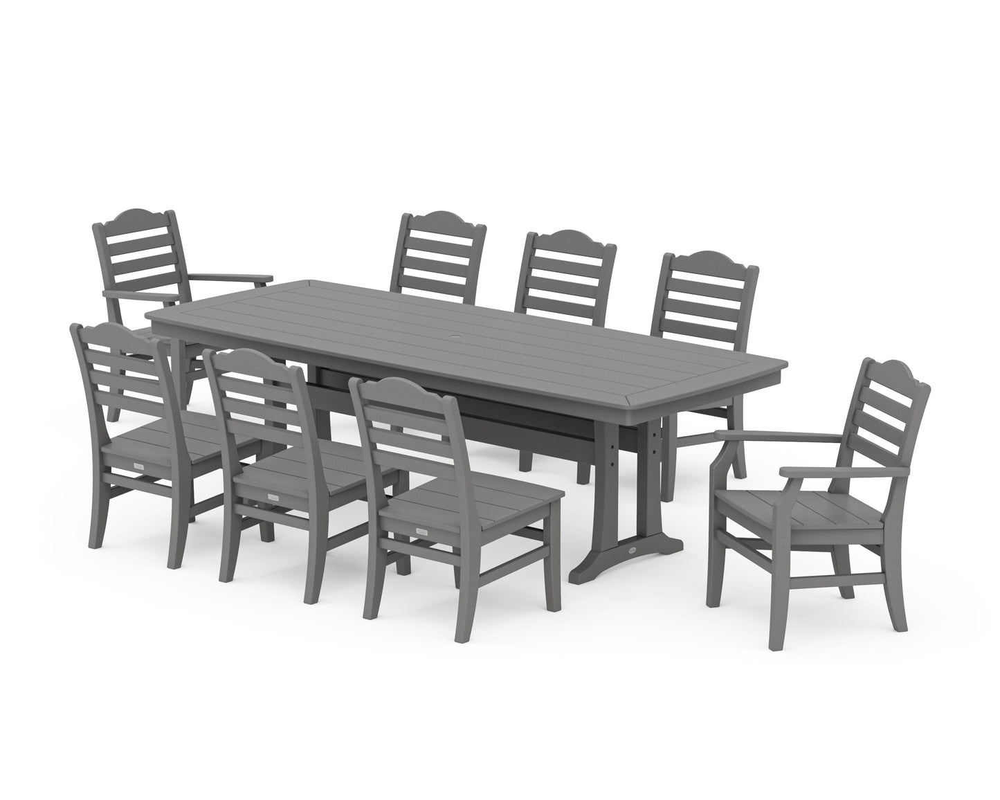 POLYWOOD Savannah 9-Piece Dining Set with Trestle Legs — Slate Grey