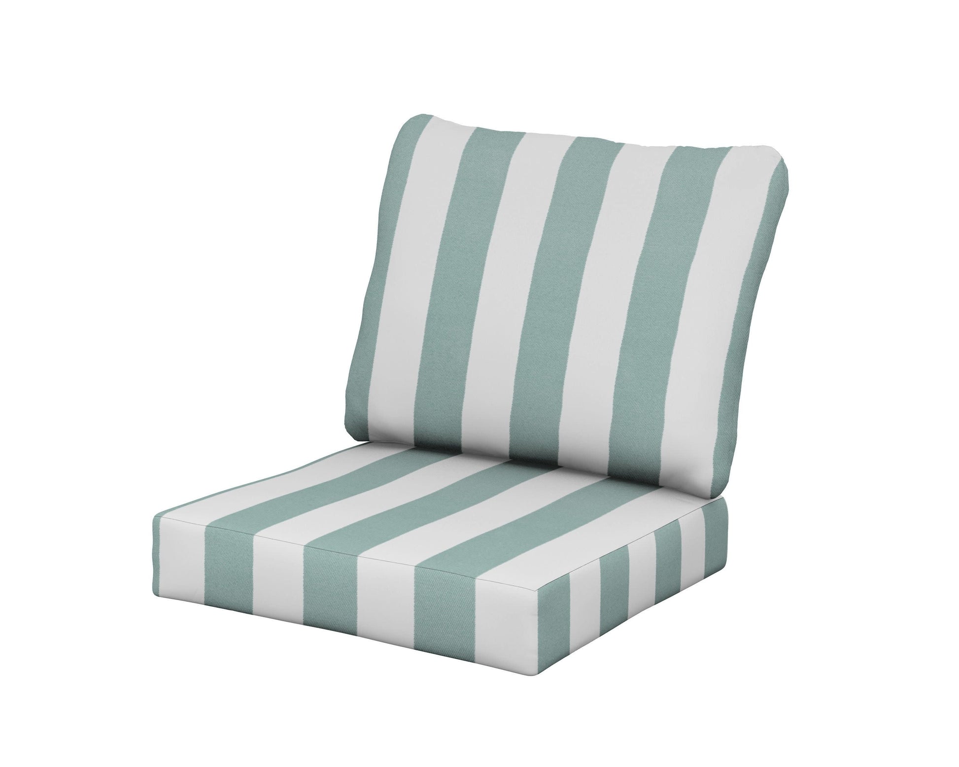 POLYWOOD Baffle Seat/Back Cushion — Cabana Stripe Glacier Spa