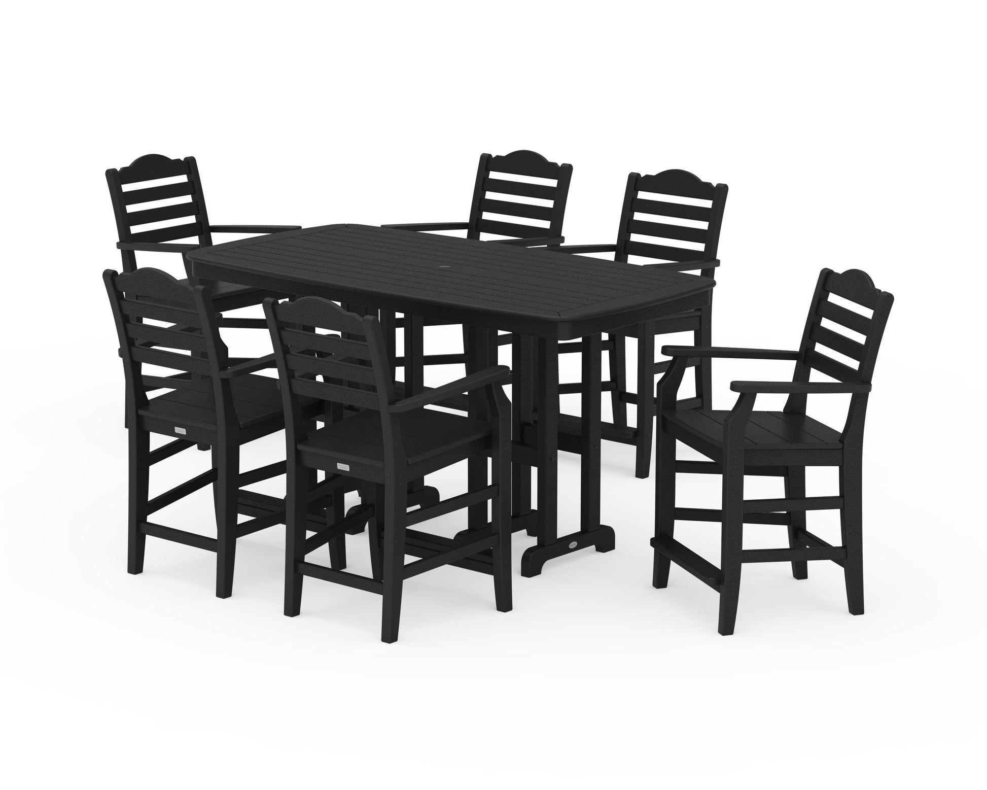 POLYWOOD Savannah Arm Chair 7-Piece Counter Set — Black