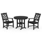 POLYWOOD Chinoiserie 3-Piece Farmhouse Dining Set — Black