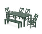 POLYWOOD Braxton 6-Piece Parsons Dining Set with Bench — Green