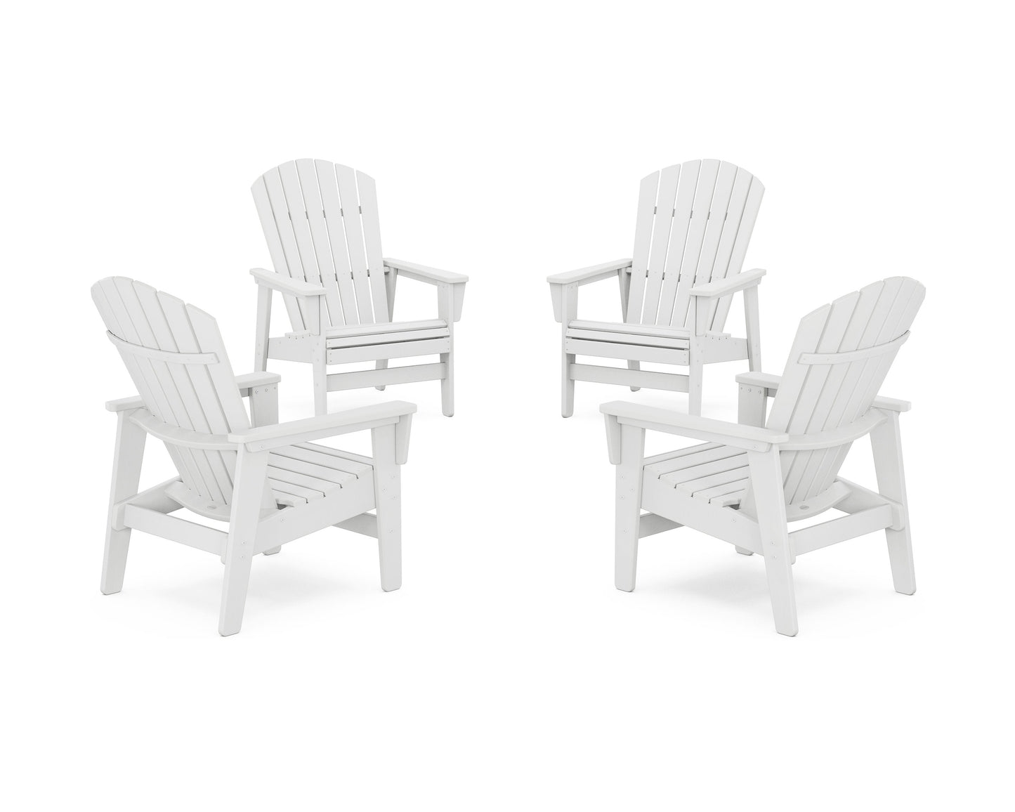 POLYWOOD 4-Piece Nautical Grand Upright Adirondack Chair Conversation Set — White