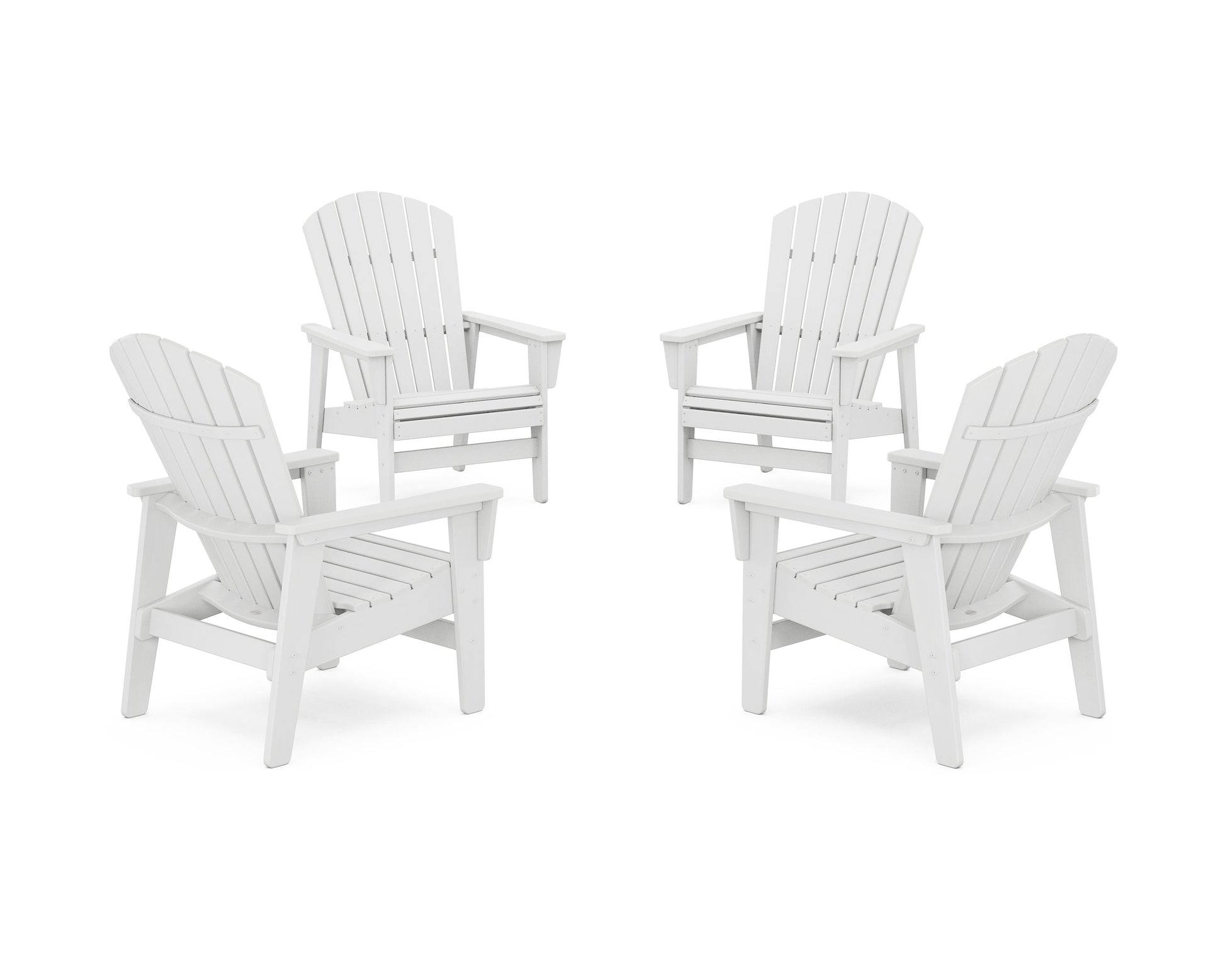 POLYWOOD 4-Piece Nautical Grand Upright Adirondack Chair Conversation Set — White