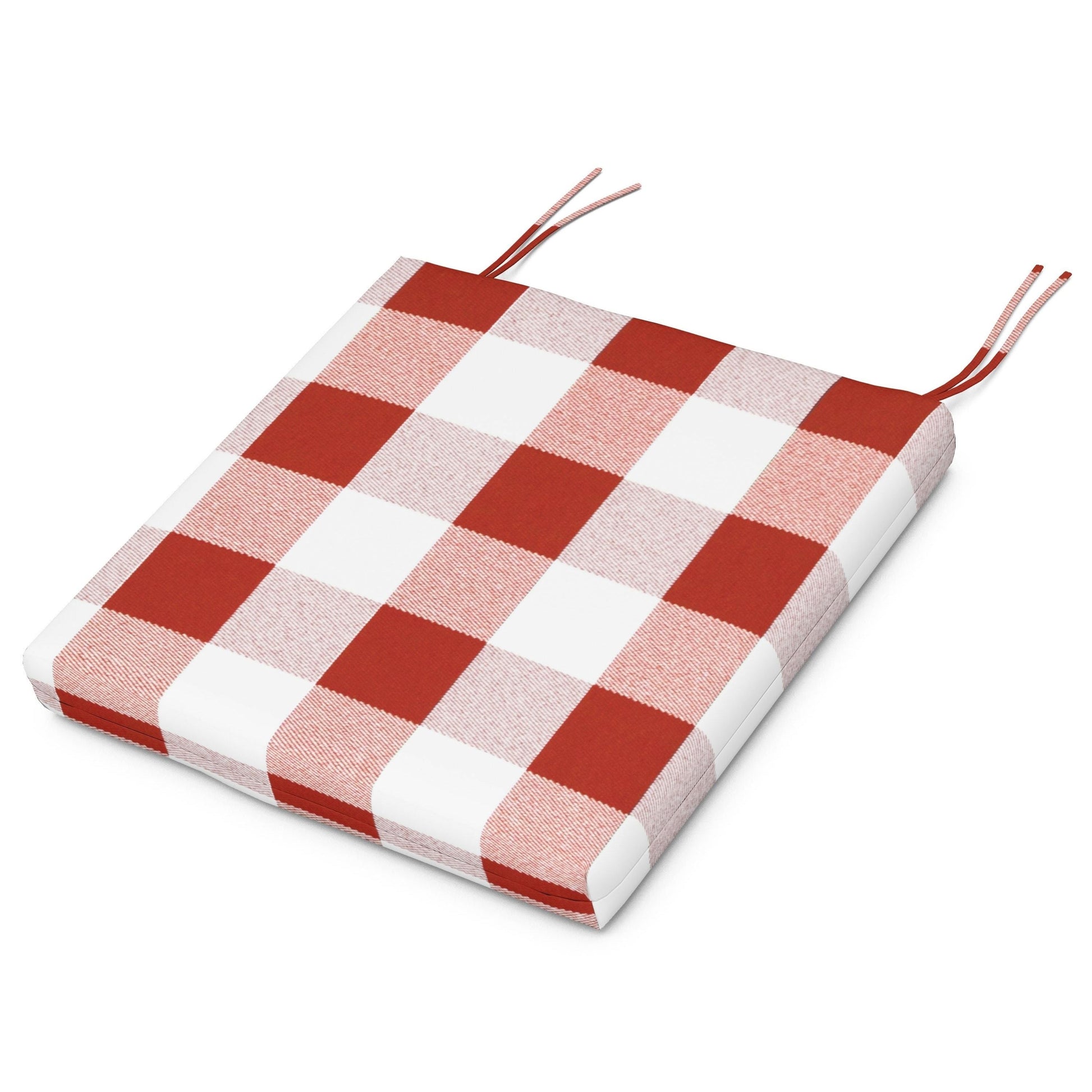 POLYWOOD Acadia Dining Side Seat Pad — Buffalo Plaid Crimson